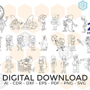 Cartoon Laser cut vector files,  for laser cutting and crafting