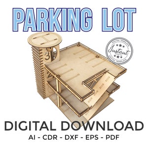 Parking lot Garage FILES Laser Cut Vector FILE cdr dxf eps for laser cut or cnc router Garage Toy Juguete image 1