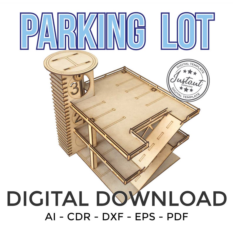 Parking lot Garage FILES Laser Cut Vector FILE cdr dxf eps for laser cut or cnc router Garage Toy Juguete image 1