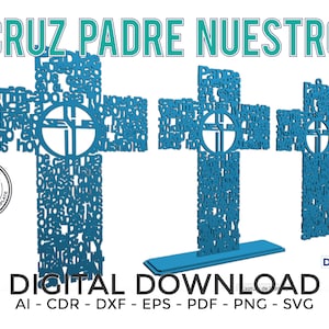 WIELKANOC Cruz Padre Nuestro Cięcie laserowe, Wzory cięte laserowo, Wektor cięte laserowo, Krzyż, cnc, Pliki dxf dla cnc, Szablon cięte laserowo, MDF, pascua
