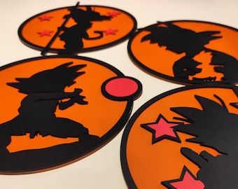 Dragon Ball Wood Wall Art Set of 4, Goku Decorative Frames, Anime Geek Decor, Otaku Gift, Kids & Gaming Room