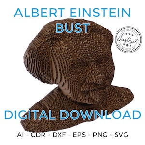 Archivos de cabeza de cartón de EINSTEIN cortados con láser, archivos vectoriales cdr dxf eps para corte por láser o enrutador CNC