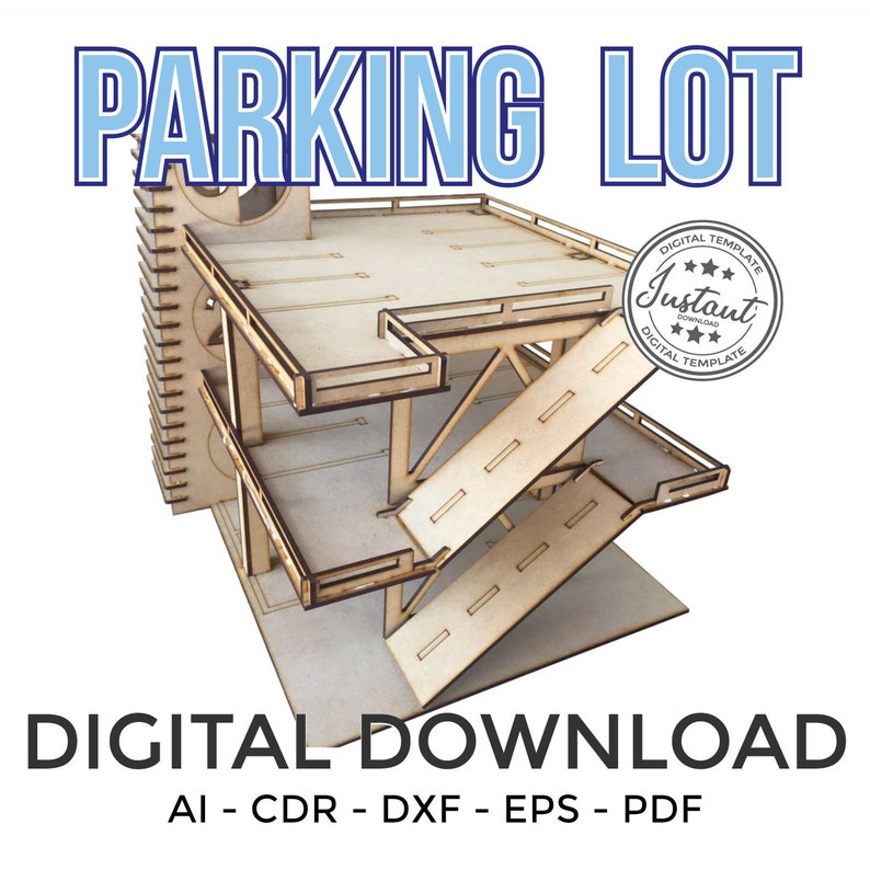 Parking lot Garage FILES Laser Cut Vector FILE cdr dxf eps for laser cut or cnc router Garage Toy Juguete image 2