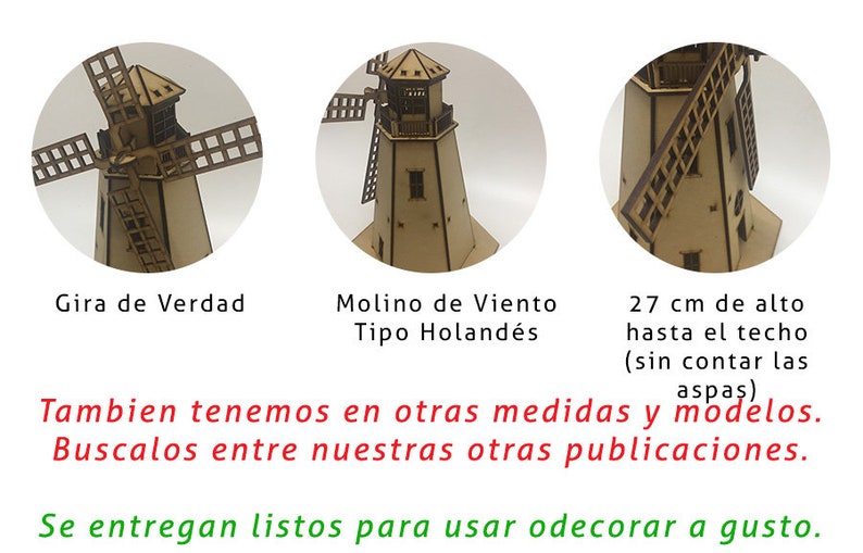 Dutch windmill LASERCUT Files Vector cdr dxf eps for laser cut or cnc router DUTCH WINDMILL Molino de Viento tipo Holandes files archivos image 5