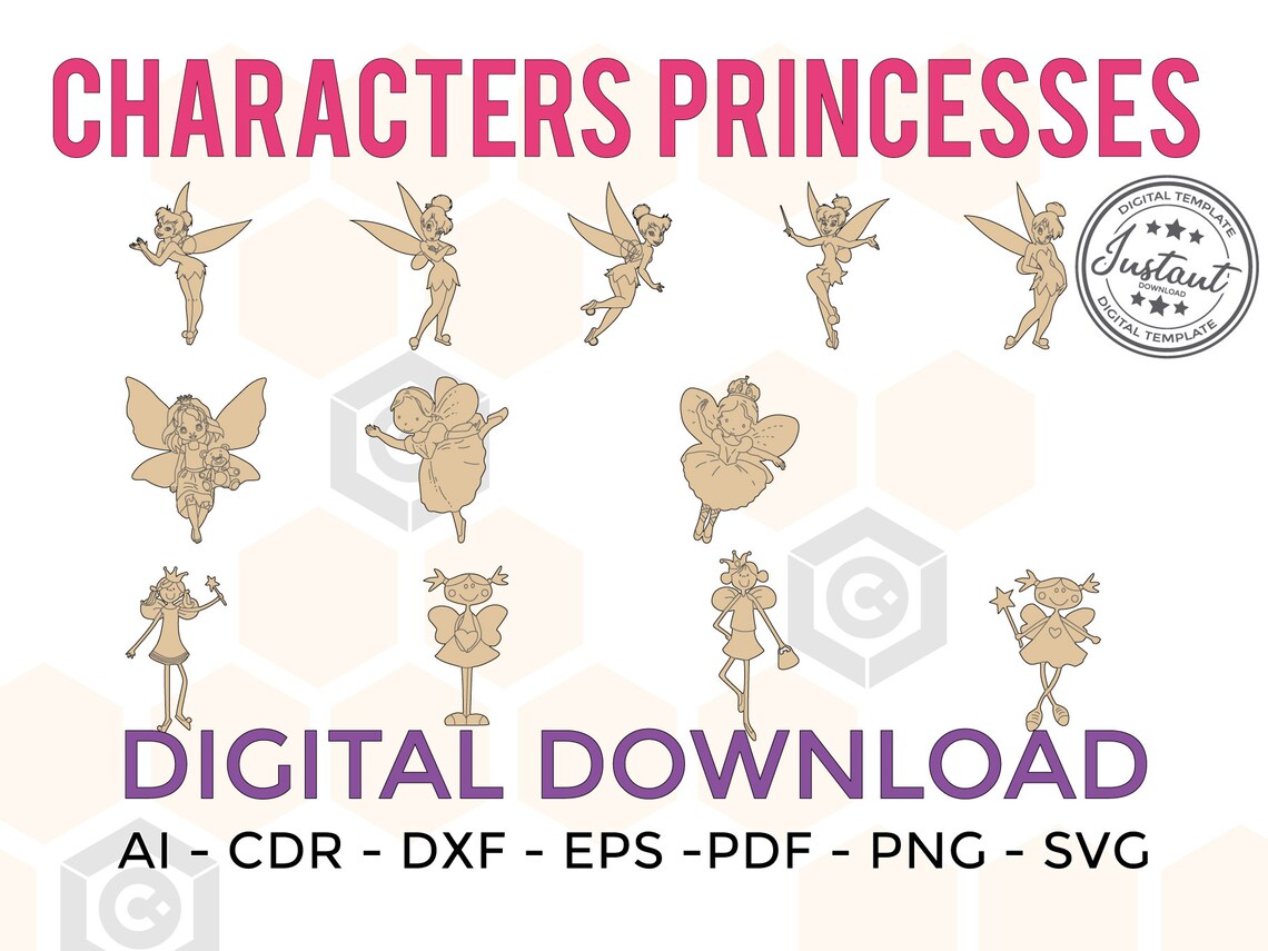 Characters for LASER CUT Cut Files Clipart Silhouette Dxf Eps Png ...