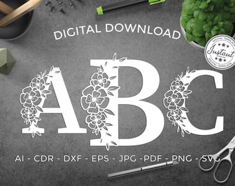 Paquete de alfabeto 26 letras Ai Cdr Dxf Eps Jpg Pdf Png Svg Diseño - Plantilla de corte de papel Comercial - Papercut