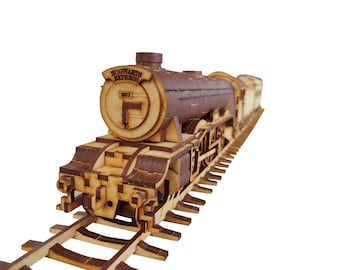 Magical Train 3D Puzzle | Wood Construction Kit | Witchcraft Inspiration - 560 Pieces - Sustainable & Educational Art