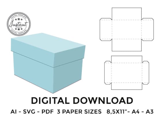 Box with lid template, square box with lid, Cricut, SVG, PDF