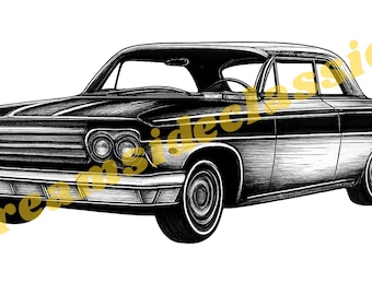 1963 Chevy Impala SS PNG, Lowrider Clipart, Classic Chevrolet