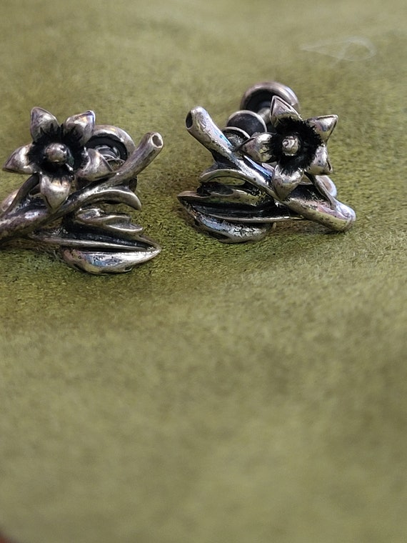 Vintage Sterling Silver Flower Set - image 2