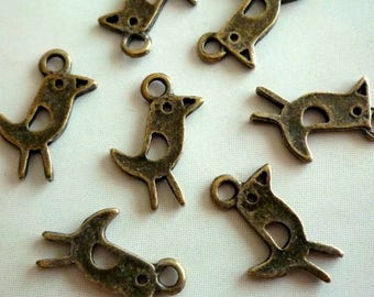 Set of 10 charms - bird / Sparrow - Bronze - 21x14mm