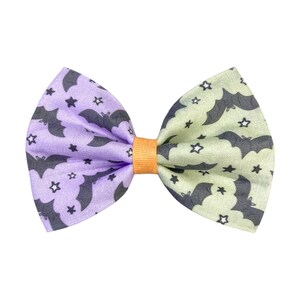 Halloween Bat Dog Bow Tie, Spooky Purple And Green Bows For Dogs And Cats