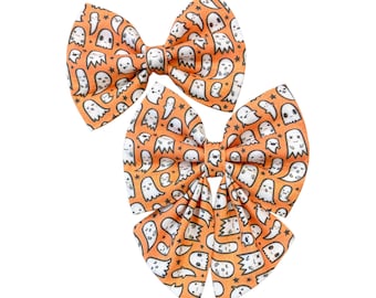 Ghost Dog Bow Tie Or Sailor Bow For Halloween, Halloween Bow Ties For Dogs, Cat Bow Tie, Orange Dog Sailor Bows