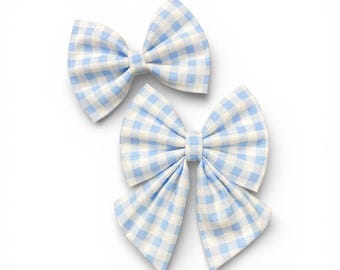 Blue Gingham Dog Bow Tie Or Sailor Bow, Easter Bow Ties, Blue Cat Bow Tie