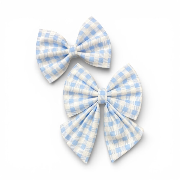 Blue Gingham Dog Bow Tie Or Sailor Bow, Easter Bow Ties, Blue Cat Bow Tie