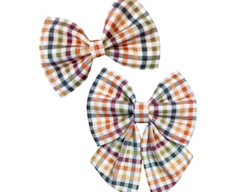 Thanksgiving Dog Bow Tie Or Sailor Bow, Thanksgiving Plaid Cat Bow Ties, Fall Dog Collar Bows