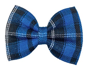 Blue Plaid Dog Bow Tie | Tartan Bow Tie For Dogs | Plaid Cat Bow | Dog Bowtie | Plaid Dog Collar Bow | Bows For Dogs