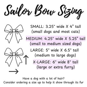 Size Guide is measured in inches. Small: 3.25 wide by 2 tall. Medium: 4.25 wide by 2.75 tall. Large: 5 wide by 3.25 tall. Extra Large: 6 wide by 3.75 tall. If your dog has a lot of hair consider ordering a size up to help it show through their fur.