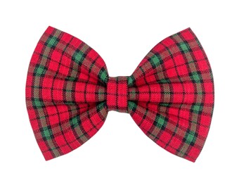 Christmas Plaid Dog Bow Tie, Red And Green Plaid Cat Bow Tie, Christmas Pet Collar Accessories