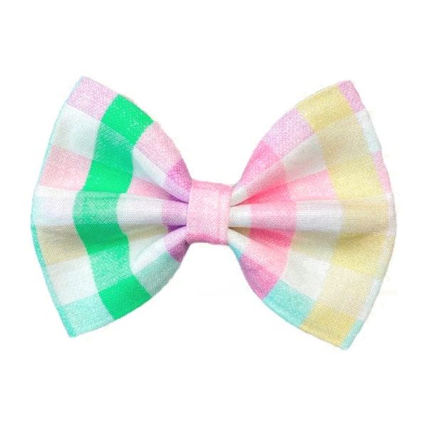 Easter Plaid Dog Bow Tie, Pastel Dog Bowtie, Cat Bow Tie, Plaid Bow Tie For Dogs, Pink Plaid Dog Bows, Gift For Dog Lovers, Dog Collar Bow