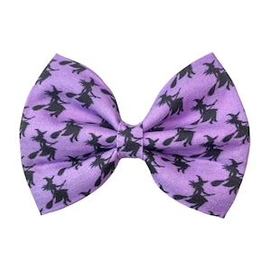 Witch Halloween Dog Bow Tie, Spooky Purple Cat Collar Bows