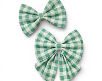 Green Plaid Dog Bow Tie, St Patrick's Bow Tie Or Sailor Bow, Cat Bow Tie