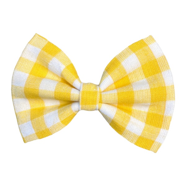 Yellow Plaid Dog Bow Tie, Gingham Bows For Dogs And Cats, Yellow Dog Bowtie, Dog Collar Bows, Gift For Pets