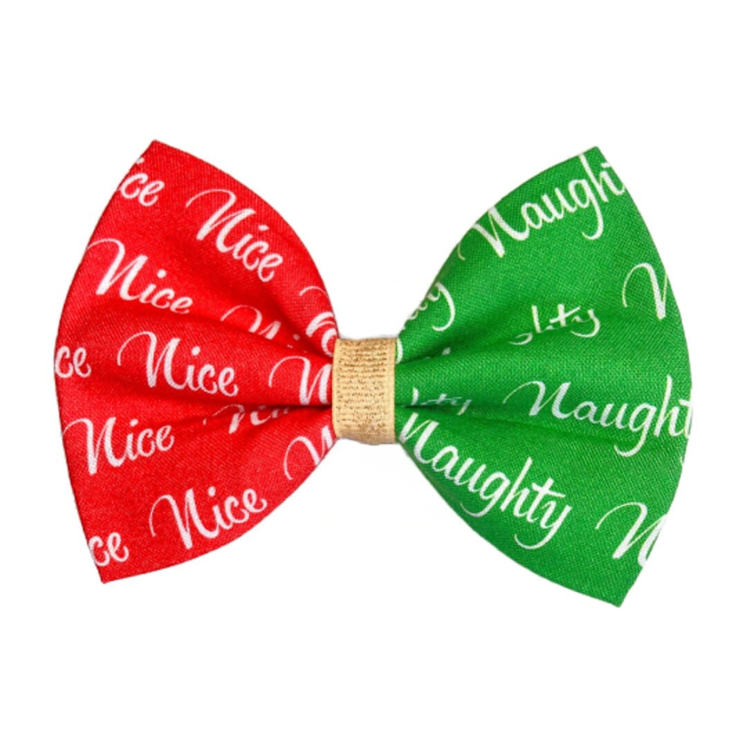 Christmas Dog Bow Tie, Naughty or Nice Dog Collar Bow, Bow Tie for Dogs