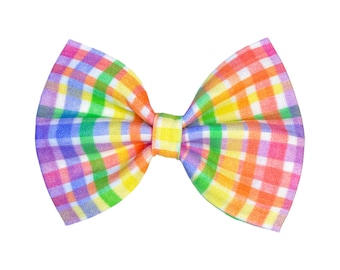 Rainbow Dog Bow Tie Or Cat Bow Ties, Pride Dog Bowtie, LGBT Gift For Pride Month Pets, Plaid Bows For Dog Collar, Pet Clothing, Gift For Dog