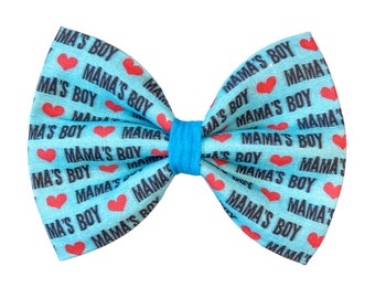 Mamas Boy Dog Bow Tie, Blue Bowtie For Dog Collar, Gift For Dog Mom, Cat Bows, Mothers Day Gifts