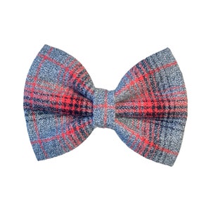 Gray Plaid Dog Bow Tie, Plaid Bows For Dogs, Cat Bow Tie, Plaid Dog Bowtie, Gift For Pets, Dog Collar Bow Ties, Gift  For Dog Lovers