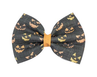 Halloween Dog Bow Tie, Jack O' Lantern Pet Accessory, Handmade in Canada