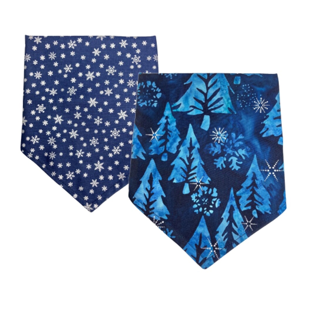 Winter Dog Bandana, Blue Christmas Bandana for Dogs, Cat Bandana