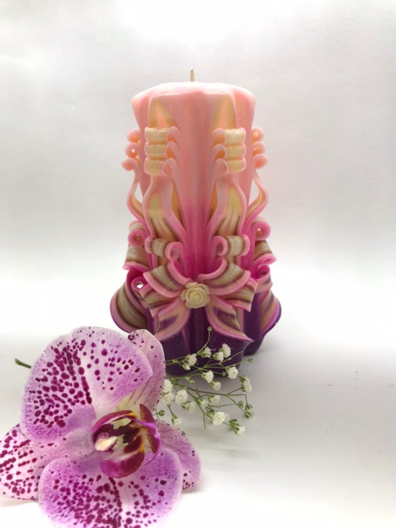 Carved Candles Gift Ideas Romantic Gift Purple Candles Etsy