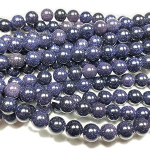 Natural 8mm Blue Goldstone Round Beads Genuine Gemstone