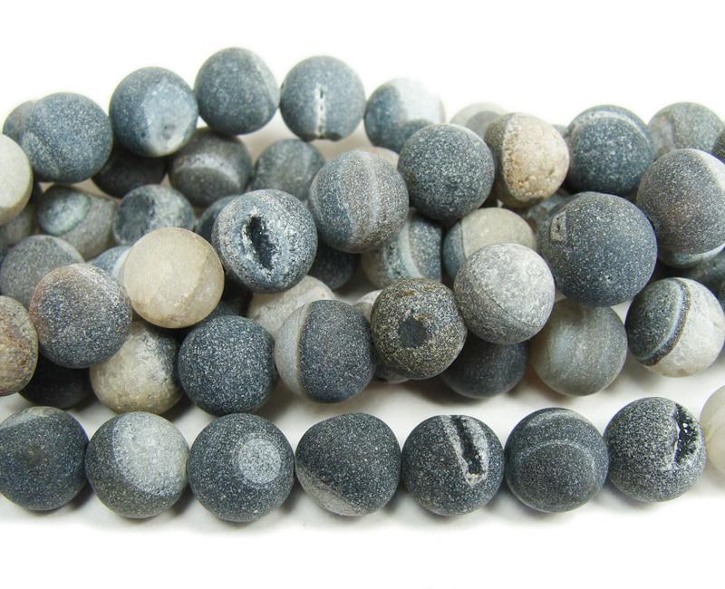 Natural Gray Druzy Agate Beads - 10mm Round Loose Beads, 1 Strand (38pcs), For Jewelry Making DIY - View #8