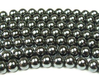 Natural 12mm Iron Gray Hematite Smooth Round Beads Genuine Gemstone
