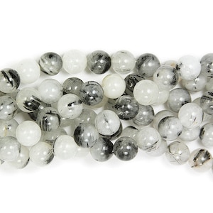 Natural 8mm Rutilated Quartz Round Beads Genuine Gemstone