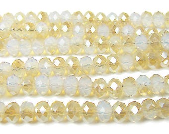 Verre opaline naturel 5 x 8 mm 17 po. avec finition champagne, véritable pierre précieuse