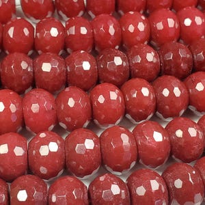 Natural 10x14mm Ruby Jade Faceted Rondelle Beads Genuine Gemstone