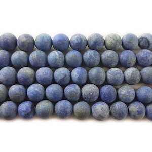 Natural 10mm 15.5 Inches Lapis Matte Round Beads Genuine Gemstone
