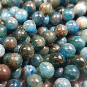 Natural 6mm Natural Blue Apatite Smooth Round Beads AB Quality Genuine Gemstone