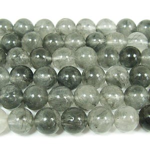 Natural 4mm 15.5 Inches Cloud Grey Quartz Smooth Round Beads Genuine Gemstone
