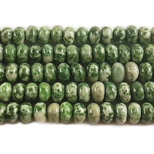 Natural 8x12mm Green Spot Jasper Smooth Rondelle Beads Genuine Gemstone