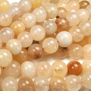 Natural 10mm Light Yellow Jade Smooth Round Beads Genuine Gemstone