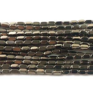 Natural 2x4mm Iron Gray Rectangle Beads Genuine Gemstone