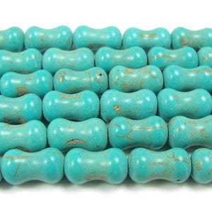 Natural 8x13mm 30 Beads Turquoise Howlite Dog Bone Beads Genuine Gemstone