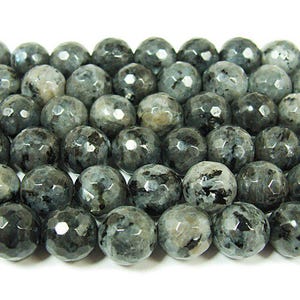 Natural 8mm Dark Labradorite Faceted Round Beads Genuine Gemstone