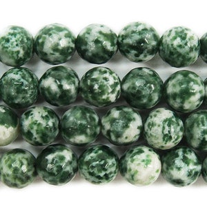 Natural 4mm Green Spot Jasper Faceted Round Beads Genuine Gemstone