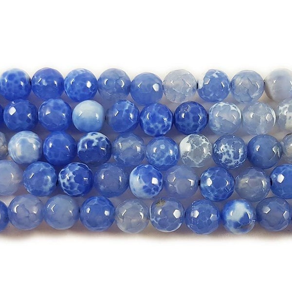 Natural 12mm About 31 Beads Blue Fire Agate Faceted Round Beads Genuine Gemstone